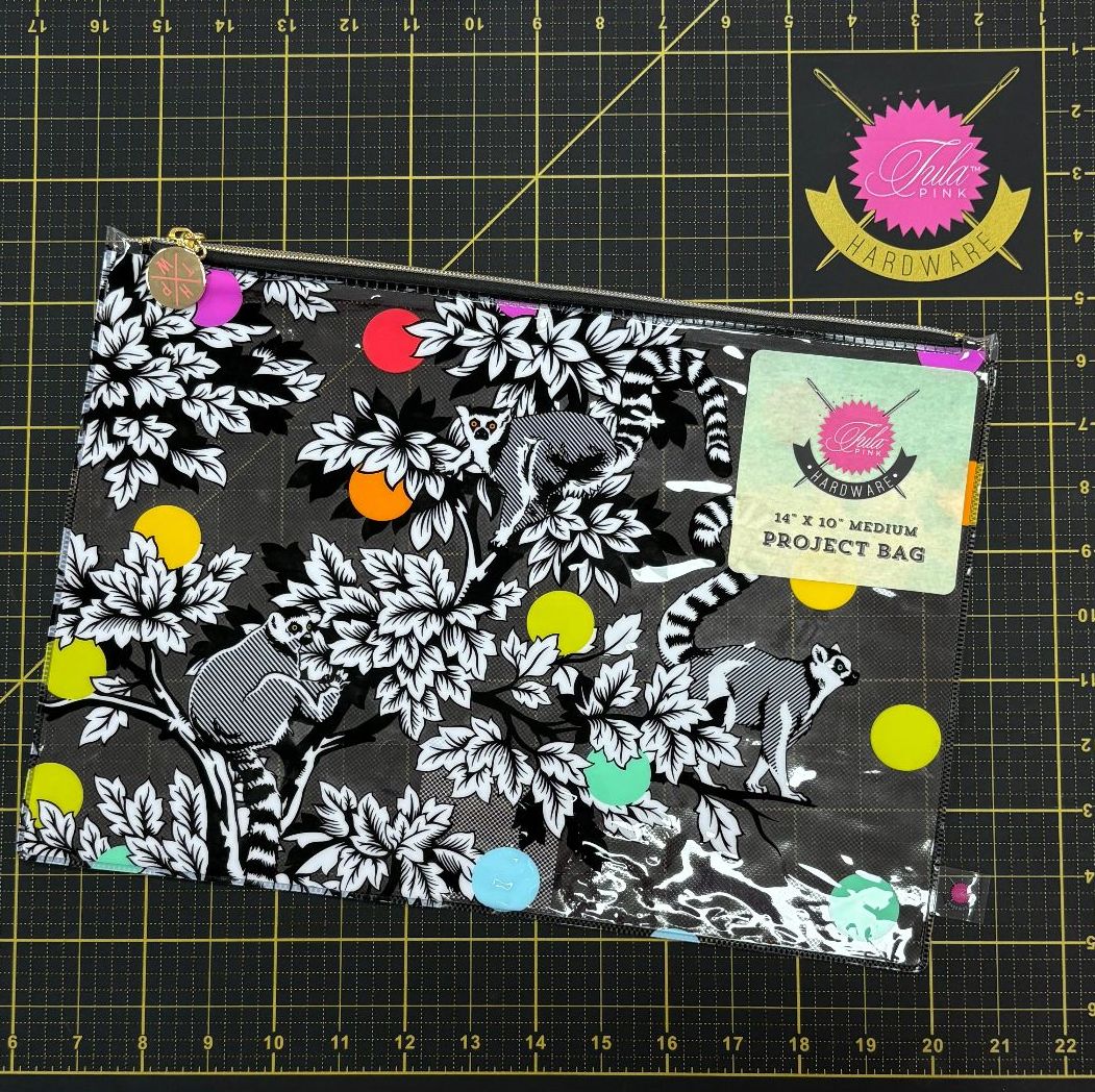 LAST CHANCE Tula Pink Vinyl Project Pouch - Lemur Me Alone Rainbow Medium Zipper Bag