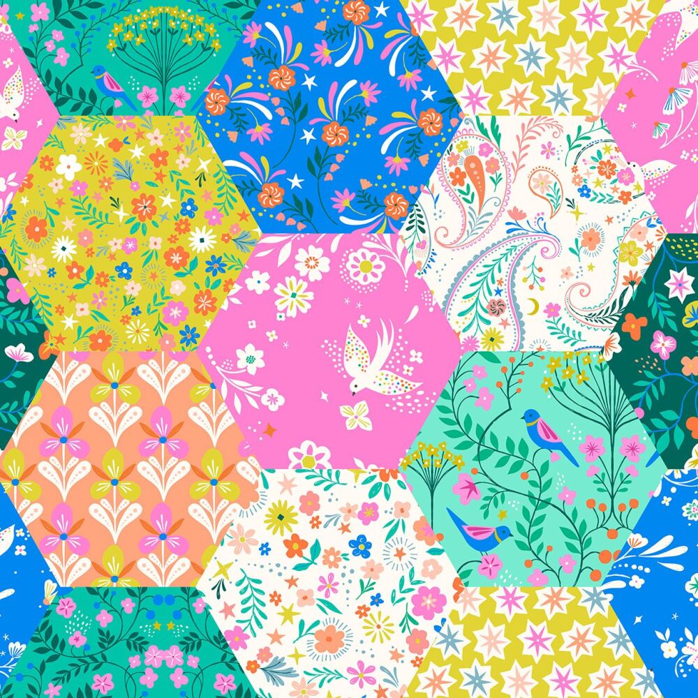 DESTASH 1.16m Songbird by Bethan Janine Hexy Cheater 2419 Dashwood Cotton Fabric