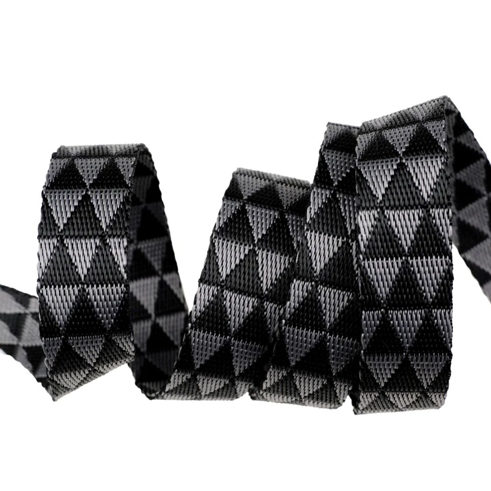 Tula Pink Webbing - Graywork Kinda Shady 1" Carbon - 3 Yard Pack