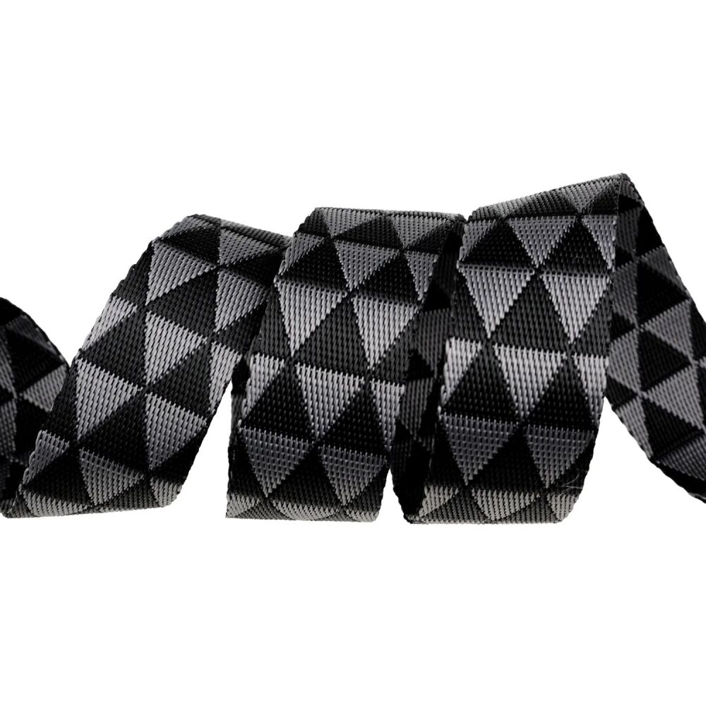 Tula Pink Webbing - Graywork Kinda Shady 1.5" Carbon - 3 Yard Pack