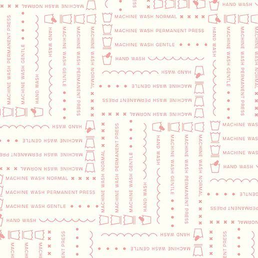 DESTASH 91cm Vintage Happy 2 Laundry Cloud Text Cream Washing Instructions Typography Riley Blake Designs Cotton Fabric