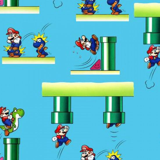 FLAWED DESTASH 50cm Nintendo Super Mario Tunnels Game Gamers Video Game Cotton Fabric