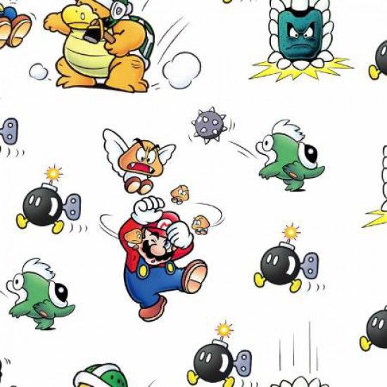 DESTASH 59cm Nintendo Super Mario Go Mario and Friends Game Gamers Video Game White Cotton Fabric