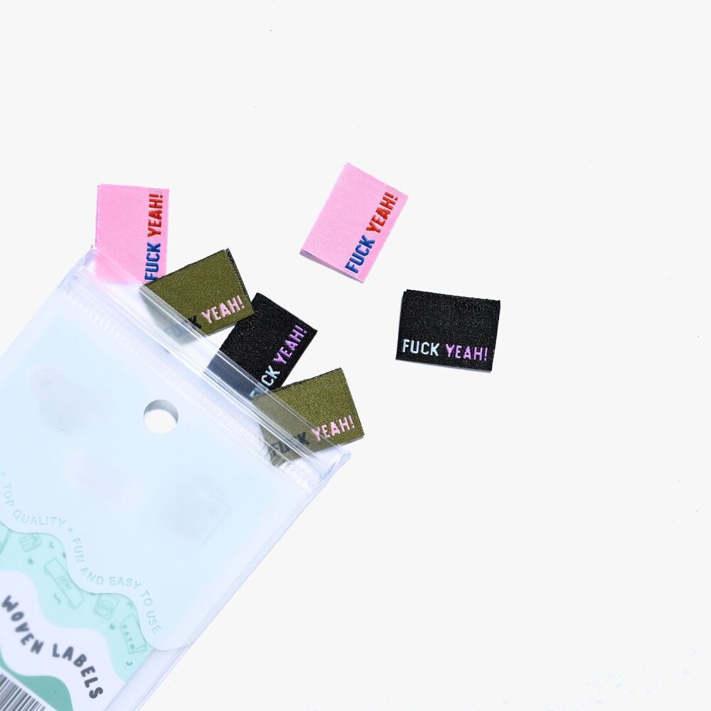 Kylie and the Machine "F*ck Yeah" Woven Labels 6 Pack