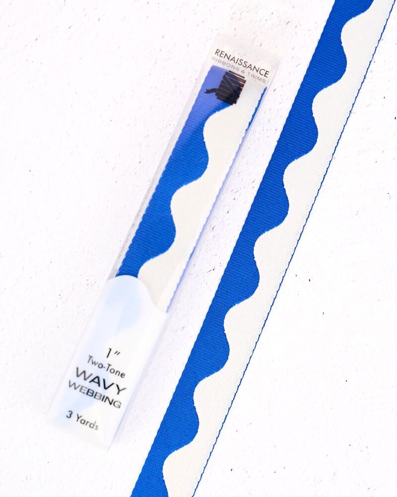 Renaissance Ribbons Wavy Webbing - 1" Cobalt - 3 Yard Pack