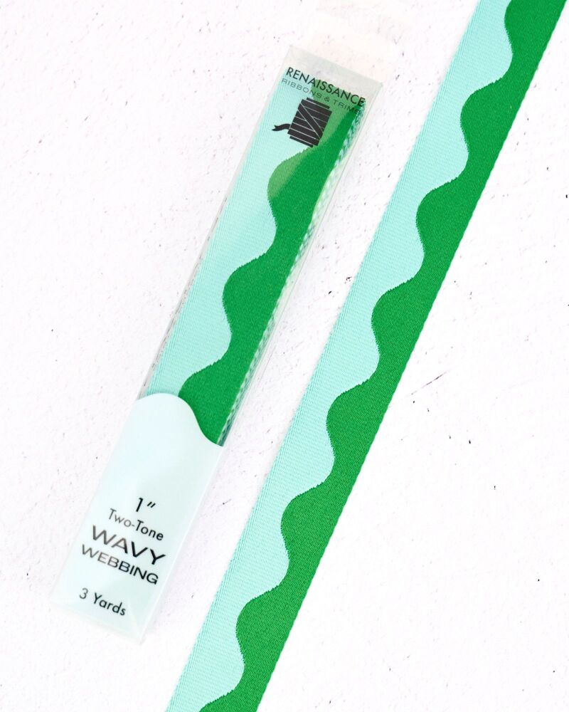 Renaissance Ribbons Wavy Webbing - 1" Ocean Wave - 3 Yard Pack