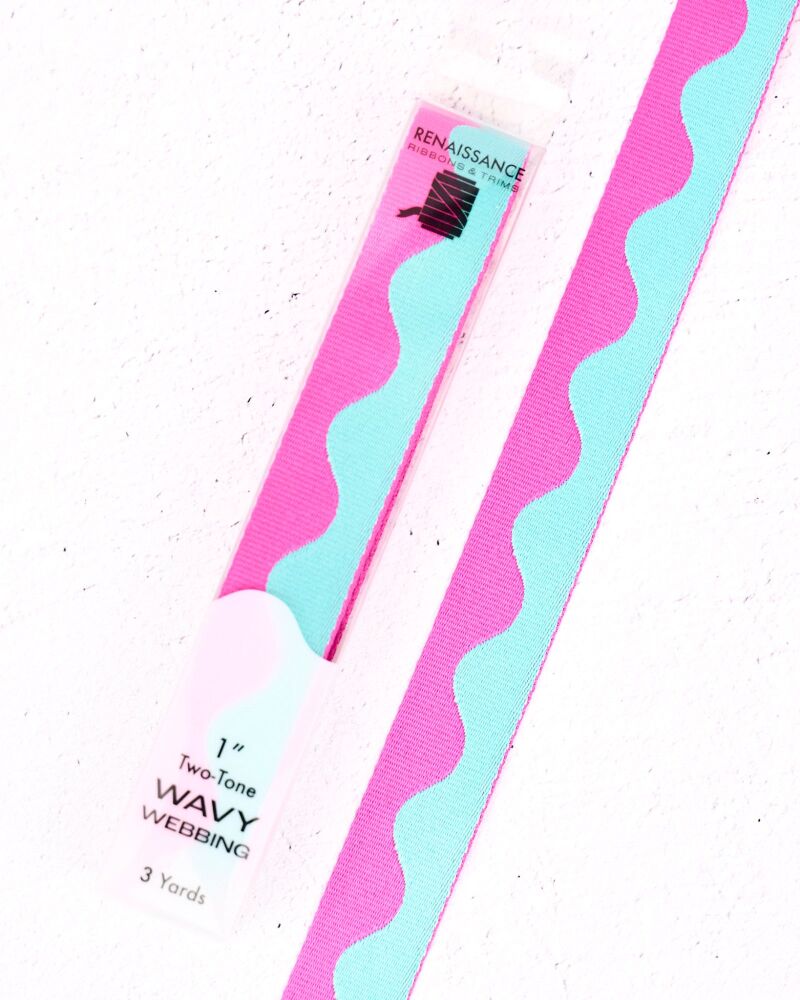 Renaissance Ribbons Wavy Webbing - 1" Poolside - 3 Yard Pack