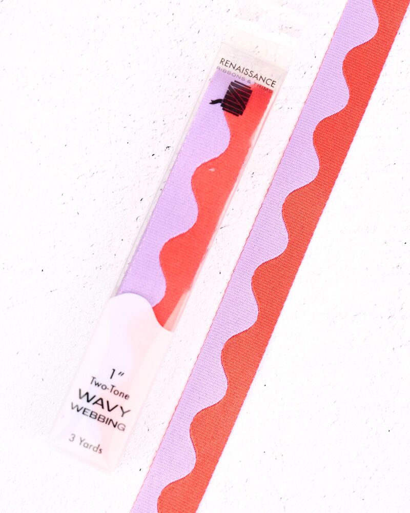 Renaissance Ribbons Wavy Webbing - 1" Lavender Citrus - 3 Yard Pack