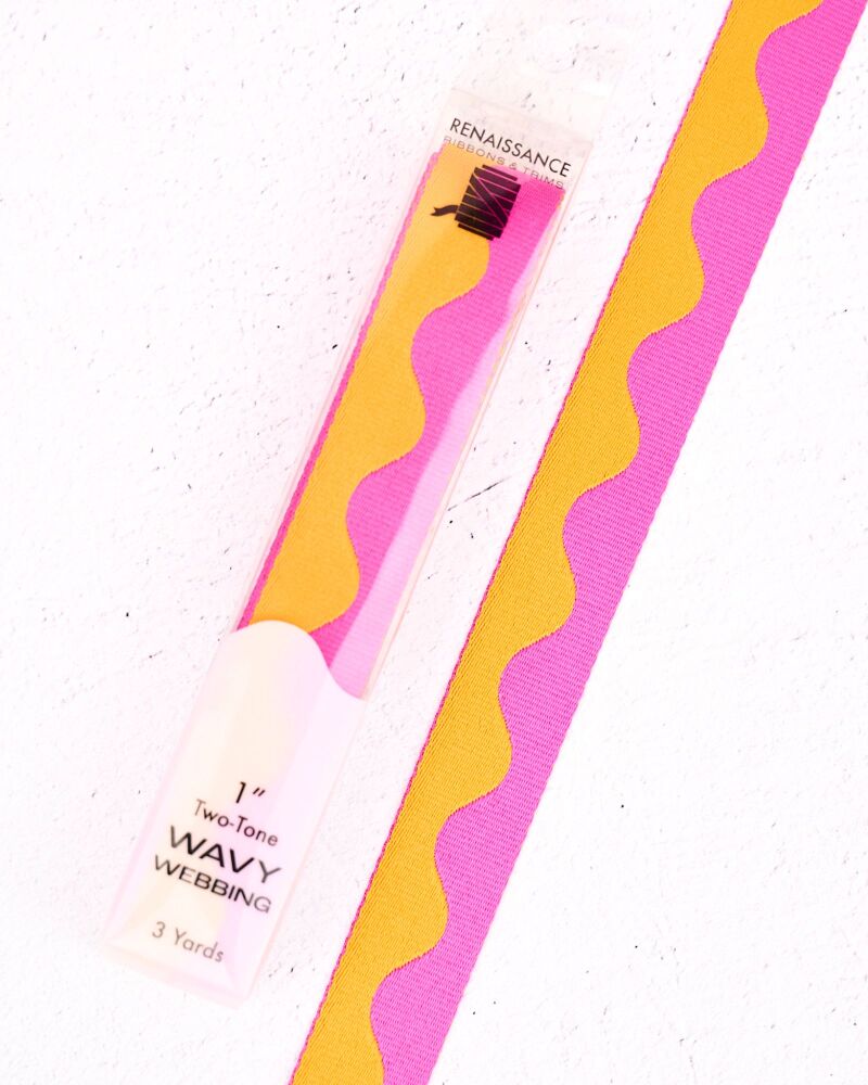 Renaissance Ribbons Wavy Webbing - 1" Pink Lemonade - 3 Yard Pack