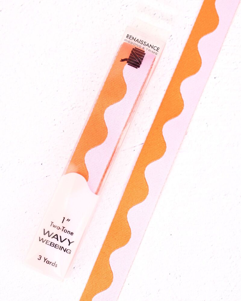 Renaissance Ribbons Wavy Webbing - 1" Grapefruit - 3 Yard Pack