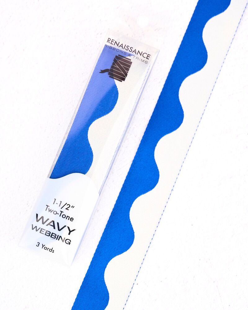 Renaissance Ribbons Wavy Webbing - 1.5" Cobalt - 3 Yard Pack