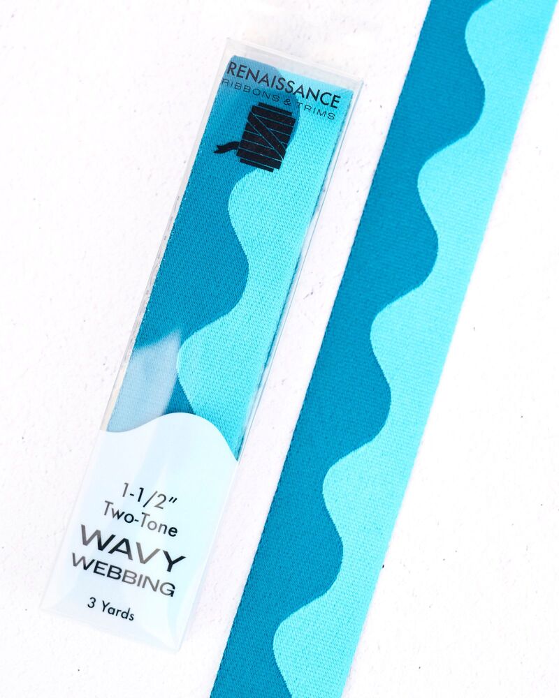 Renaissance Ribbons Wavy Webbing - 1.5" Aquamarine - 3 Yard Pack