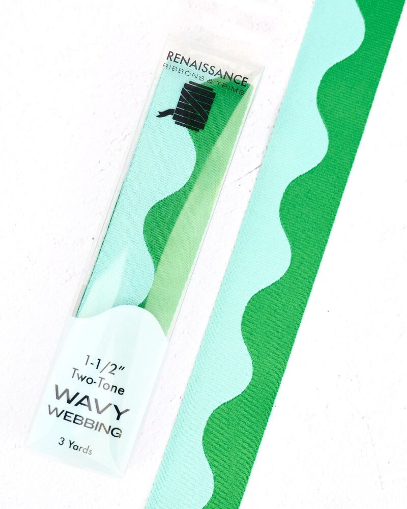 Renaissance Ribbons Wavy Webbing - 1.5" Ocean Wave - 3 Yard Pack