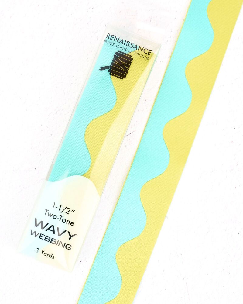 Renaissance Ribbons Wavy Webbing - 1.5" Lime Splash - 3 Yard Pack