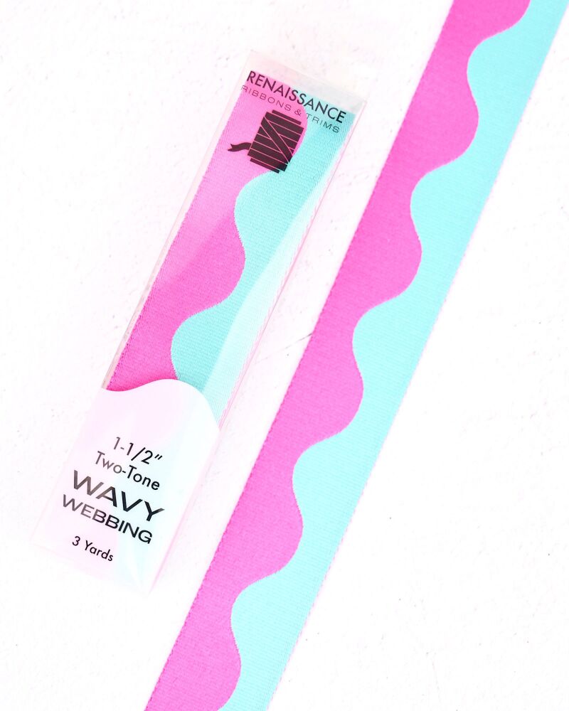 Renaissance Ribbons Wavy Webbing - 1.5" Poolside - 3 Yard Pack