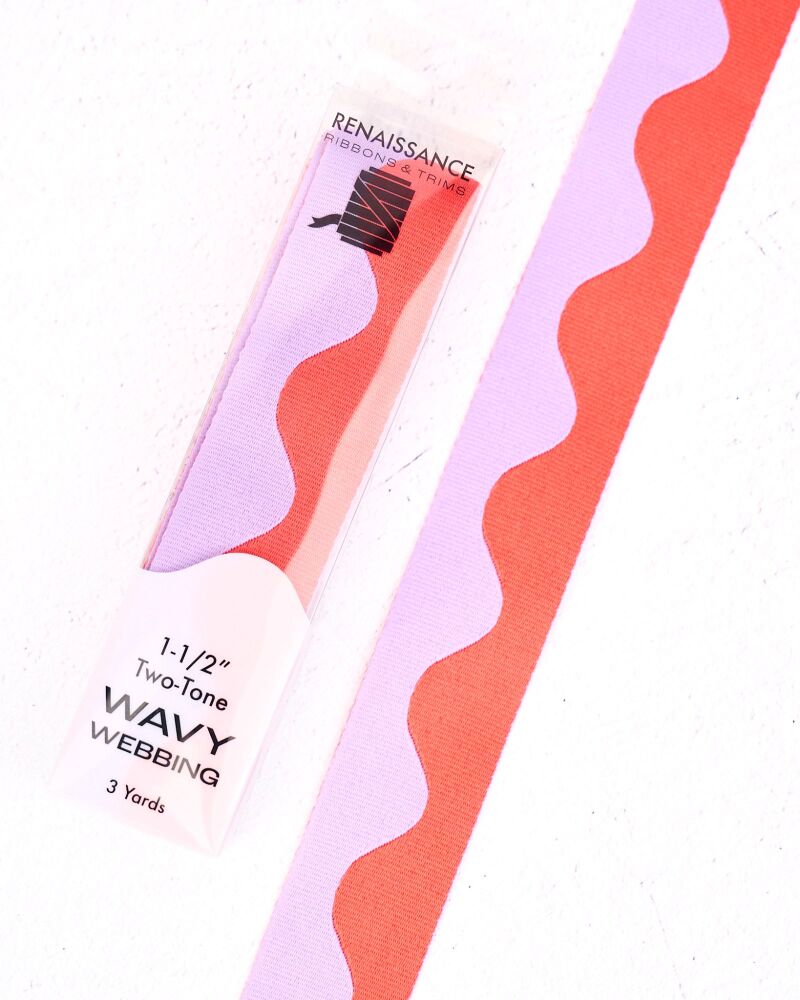 Renaissance Ribbons Wavy Webbing - 1.5" Lavender Citrus - 3 Yard Pack