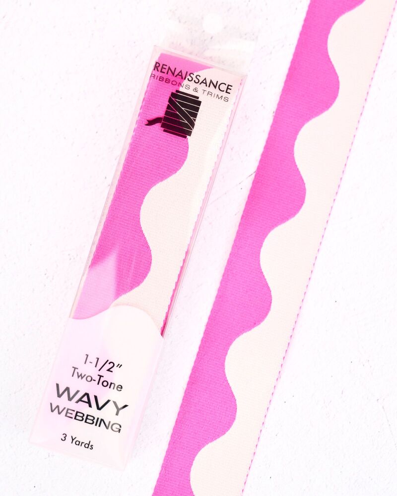 Renaissance Ribbons Wavy Webbing - 1.5" Acid Pink - 3 Yard Pack