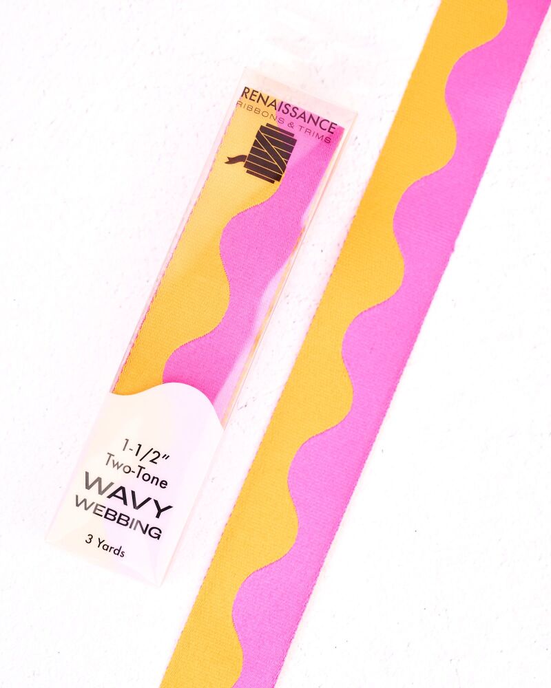 Renaissance Ribbons Wavy Webbing - 1.5" Pink Lemonade - 3 Yard Pack