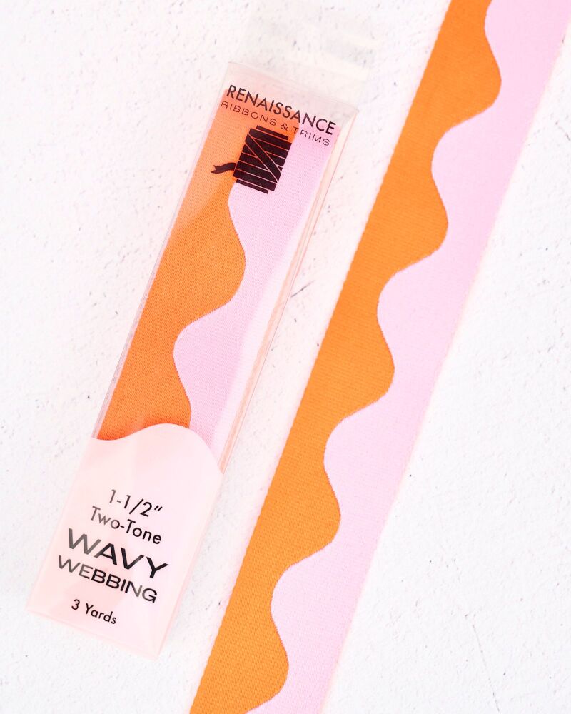 Renaissance Ribbons Wavy Webbing - 1.5" Grapefruit - 3 Yard Pack