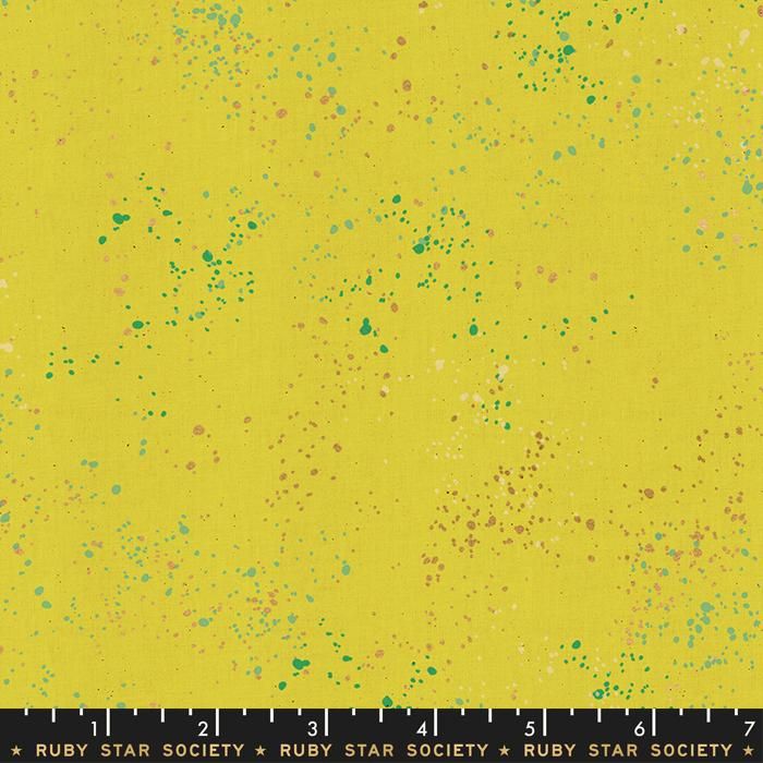 Ruby Star Society Speckled Citron Metallic Spatter Texture Cotton Fabric RS5027-65M