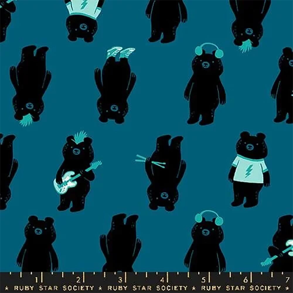 Ruby Star Society Teddy and the Bears The Band Thunder Cotton Fabric RS2103-13
