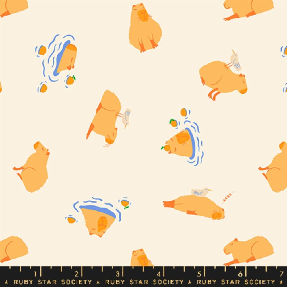 Ruby Star Society Animal Animal Capybara Natural Cotton Fabric RS5164-11