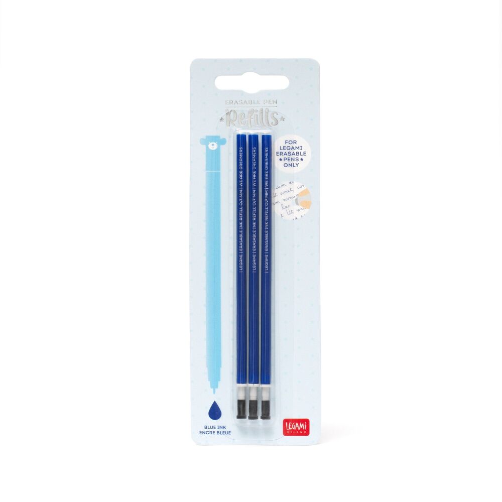 Legami Erasable Pen Refills - Blue Ink - Set of 3
