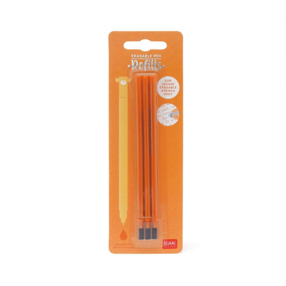 Legami Erasable Pen Refills -Orange Ink - Set of 3