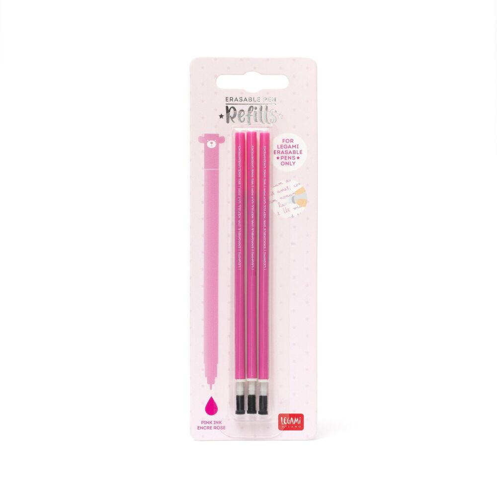 Legami Erasable Pen Refills -Pink Ink - Set of 3