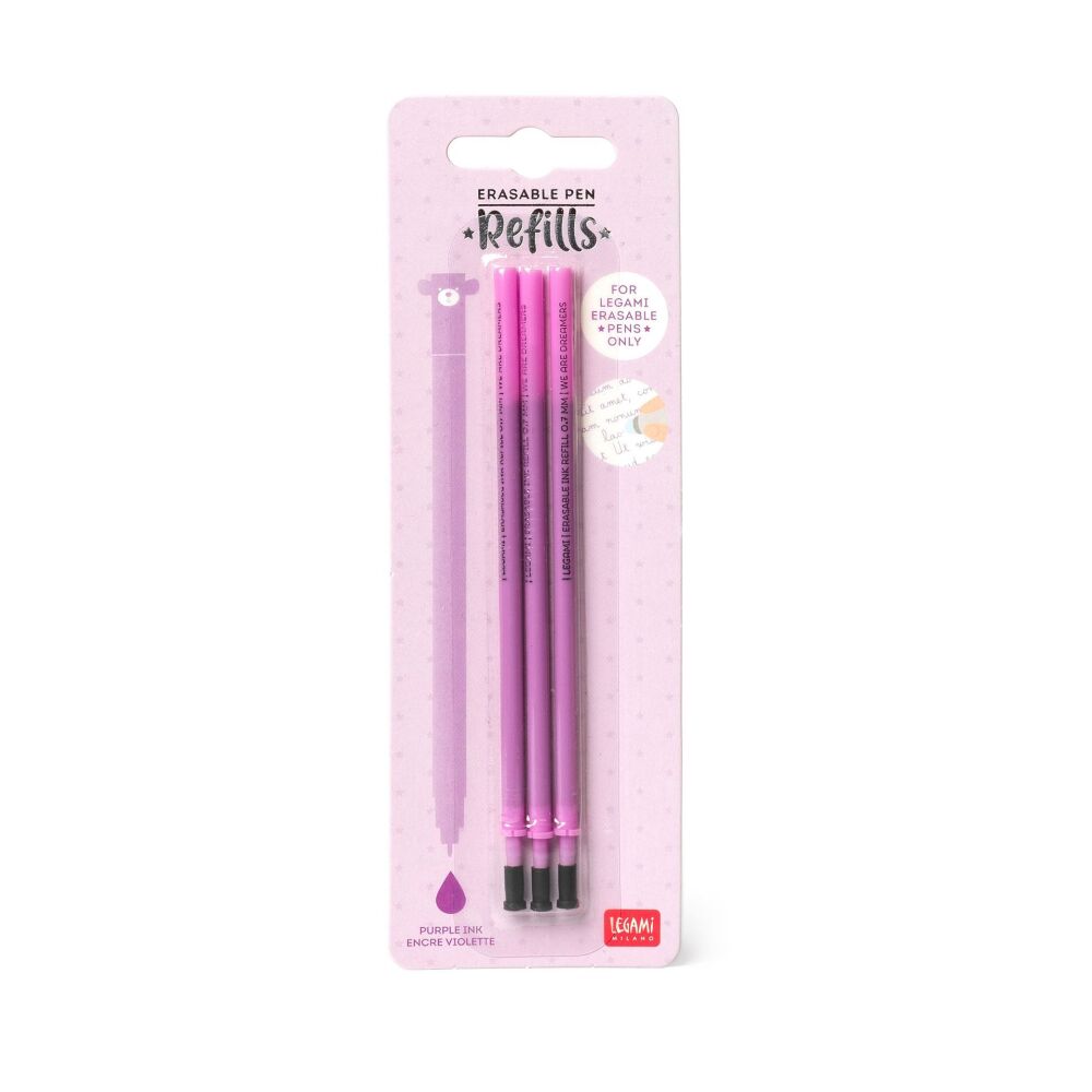 Legami Erasable Pen Refills -Purple Ink - Set of 3