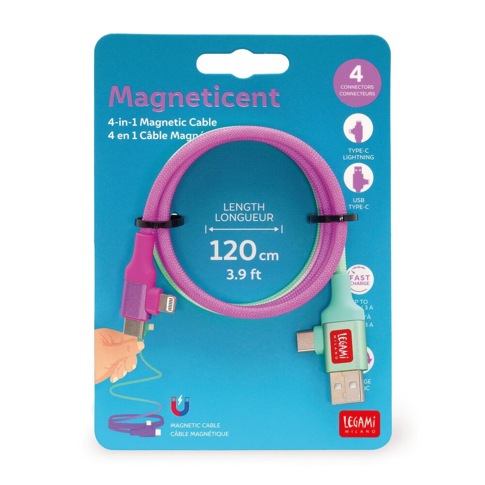 Legami Magnetic 4 in 1 Charging Cable - Electric Aura