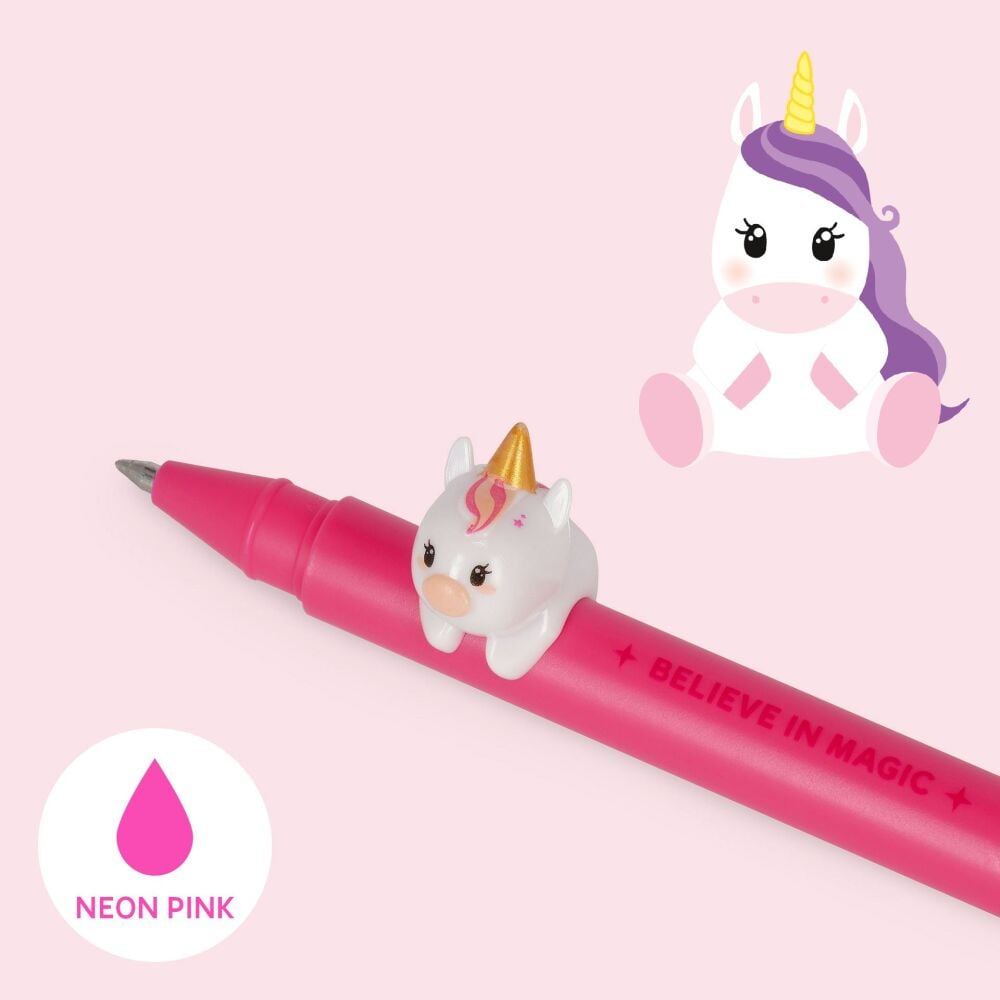 Legami Lovely Friends Gel Pen - Unicorn - Neon Pink Ink