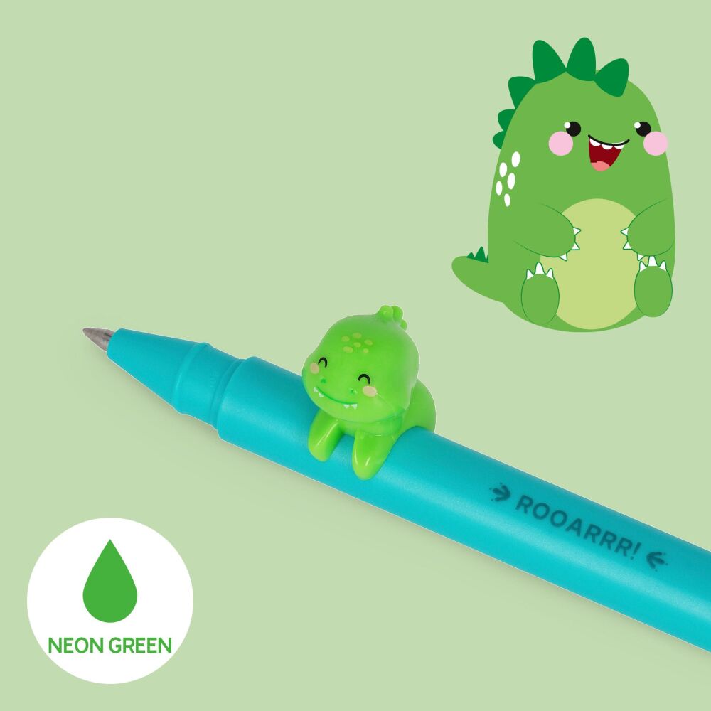 Legami Lovely Friends Gel Pen - Dino - Neon Green Ink