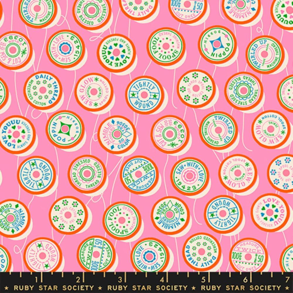 Ruby Star Society Trinketry Spools Flamingo Cotton Fabric RS0111-17