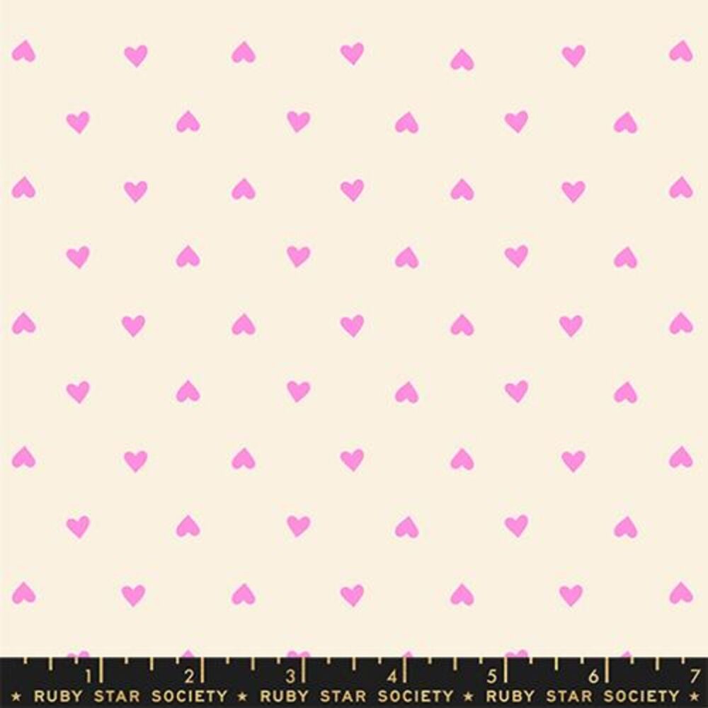 Ruby Star Society Trinketry Hearts Neon Pink Cotton Fabric RS0091-22