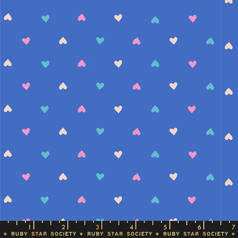Ruby Star Society Best Day Ever Hearts Lapis Cotton Fabric RS0091-16