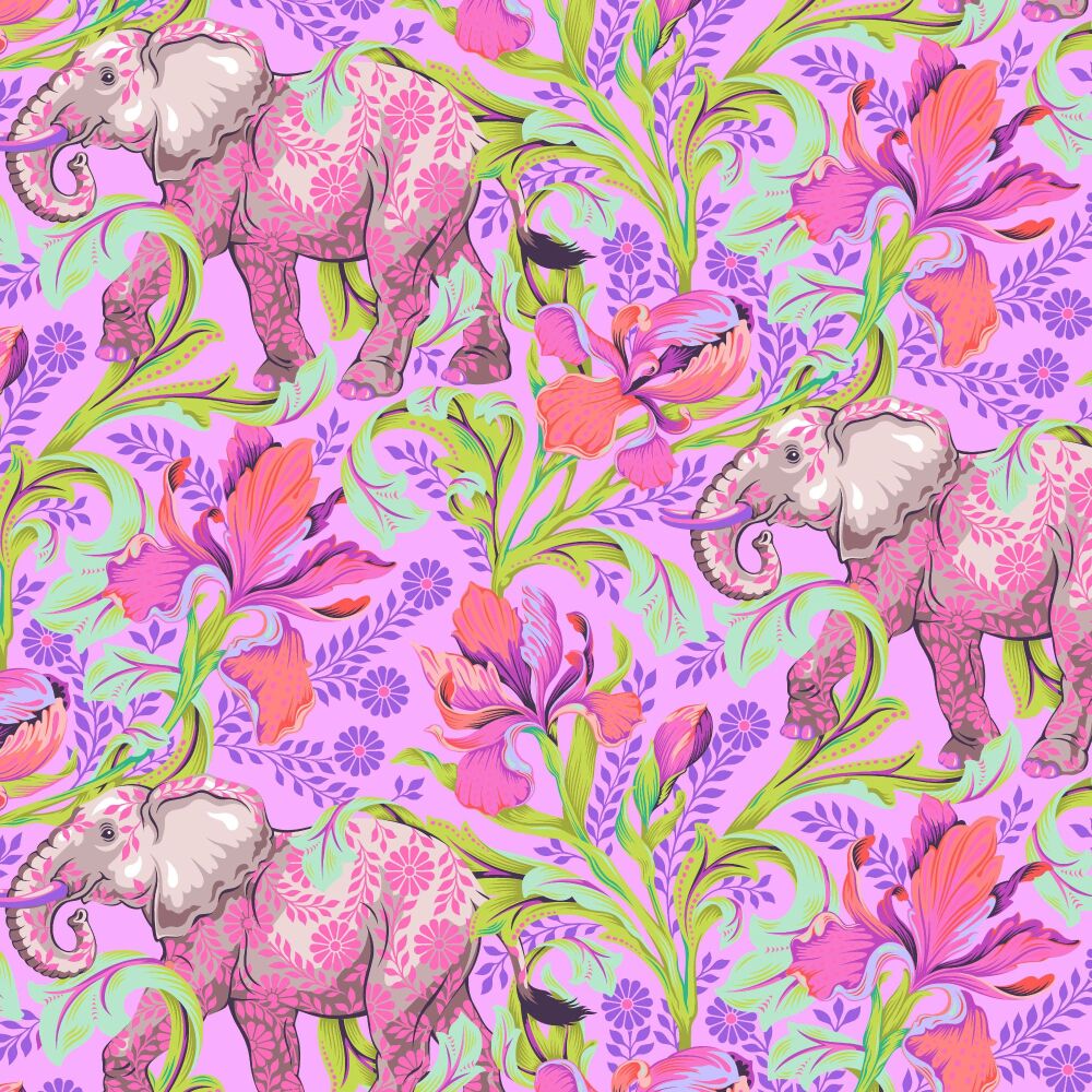 PER METRE - Tula Pink Everglow Neon All Ears Cosmic Elephant Cotton Fabric