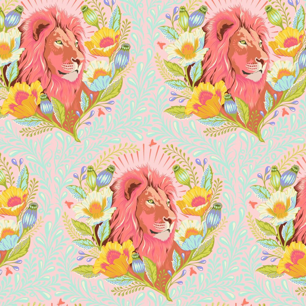 PER METRE - Tula Pink Everglow Neon Good Hair Day Lunar Lion Cotton Fabric