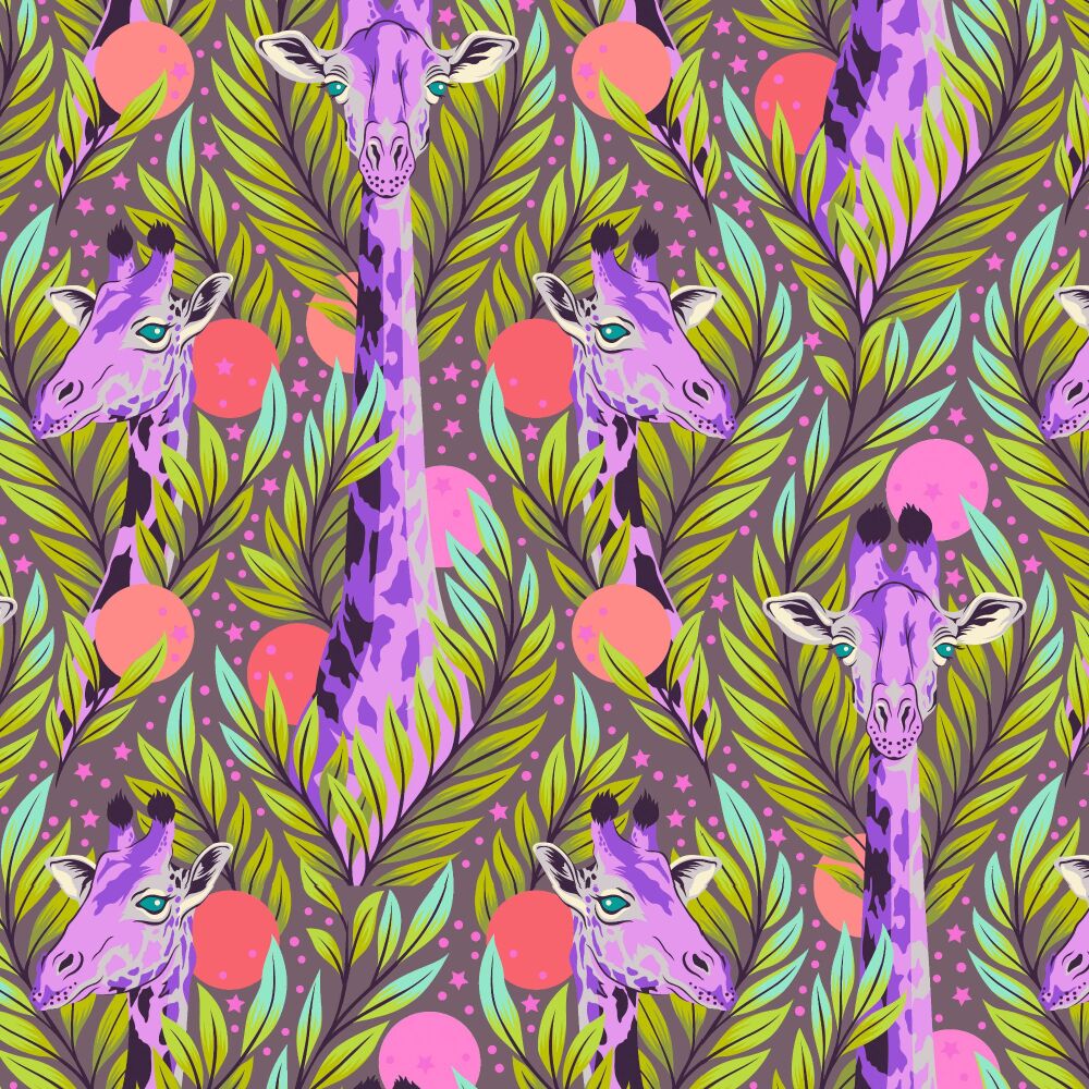 PER METRE - Tula Pink Everglow Neon Neck For Days Mystic Giraffe Cotton Fabric