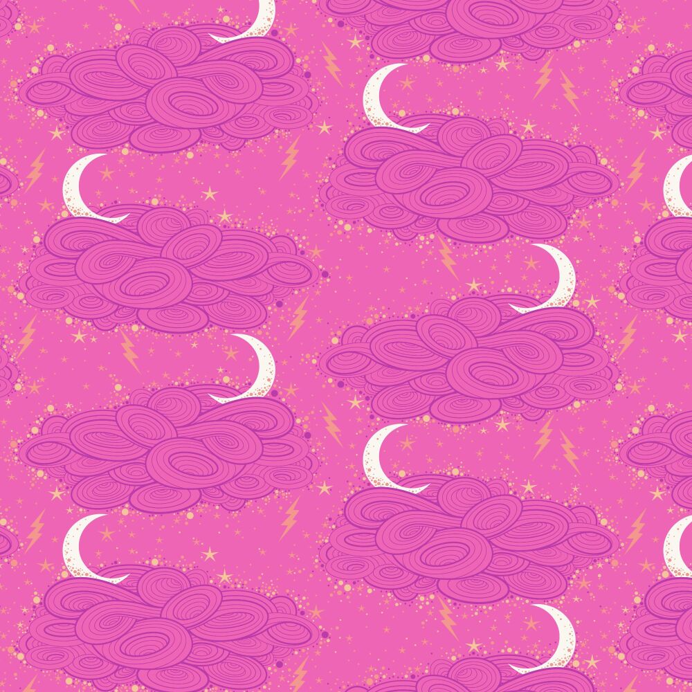 PER METRE - Tula Pink Nightshade Deja Vu Storm Clouds Oleander Cotton Fabric