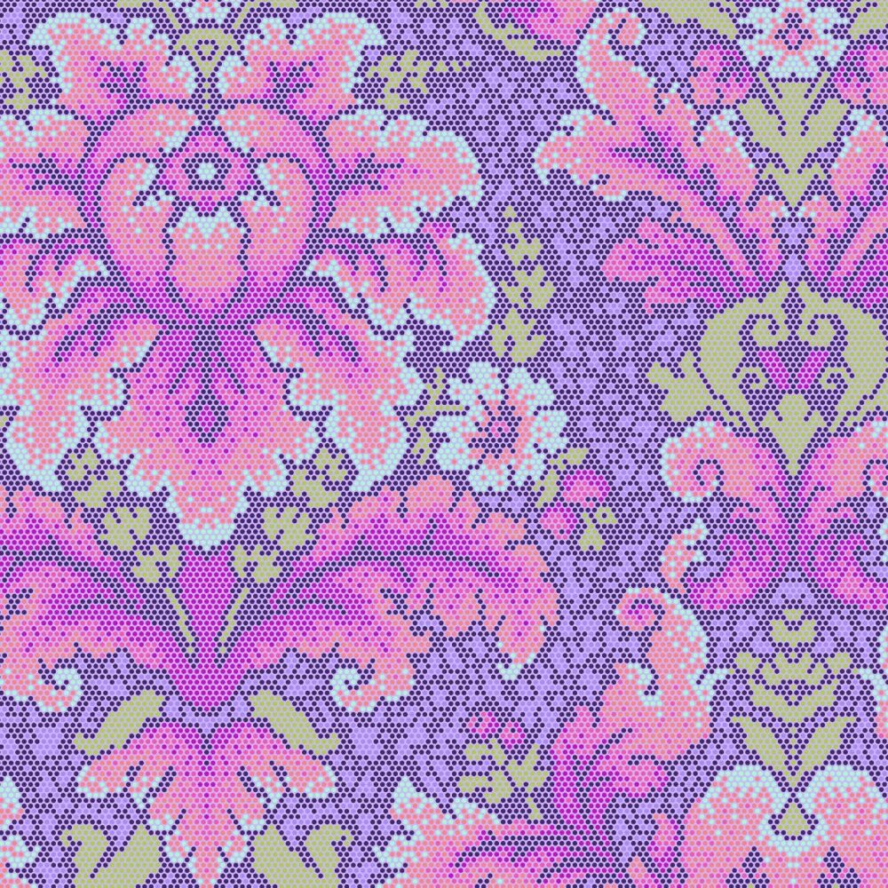 PER METRE - Tula Pink Parisville Deja Vu Damask Dot Violet Cotton Fabric