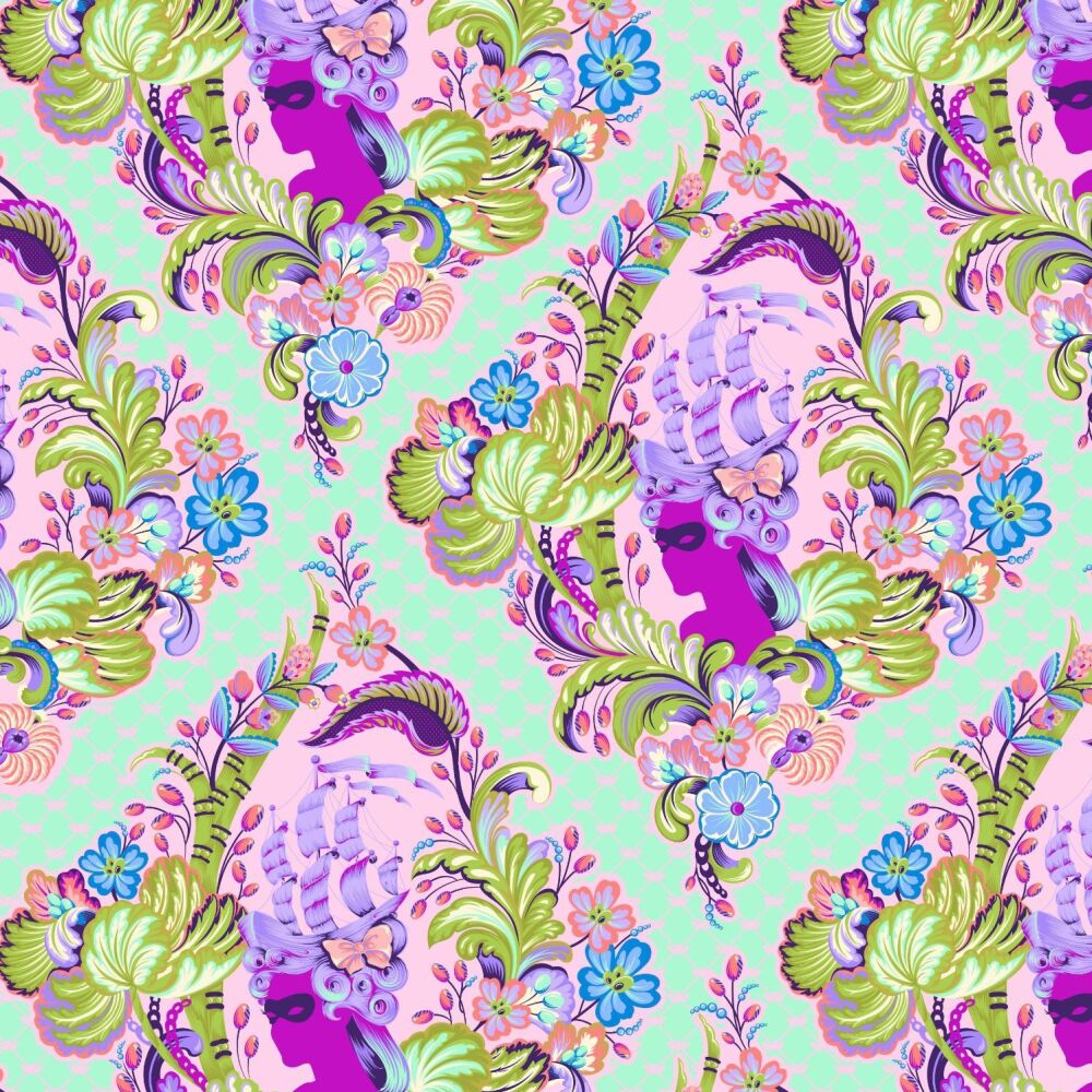 PER METRE - Tula Pink Parisville Deja Vu Cameo Sorbet Cotton Fabric per metre