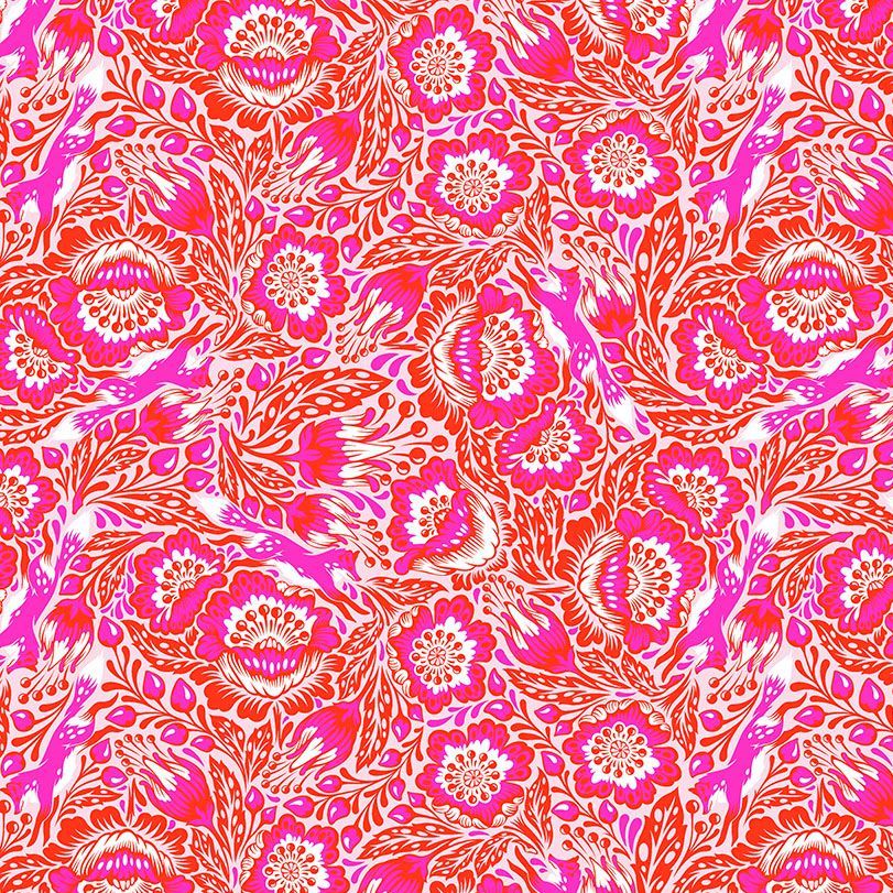 PER METRE - Tula Pink Tiny Beasts Out Foxed Glimmer Fox Botanical Cotton Fabric