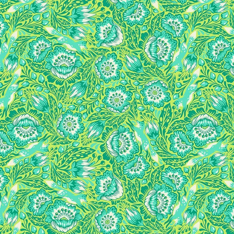 PER METRE - Tula Pink Tiny Beasts Out Foxed Glow Fox Botanical Cotton Fabric