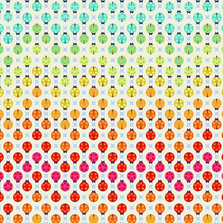 PER METRE - Tula Pink Tiny Beasts Painted Ladies Glow Ladybug Ladybird Botanical Cotton Fabric