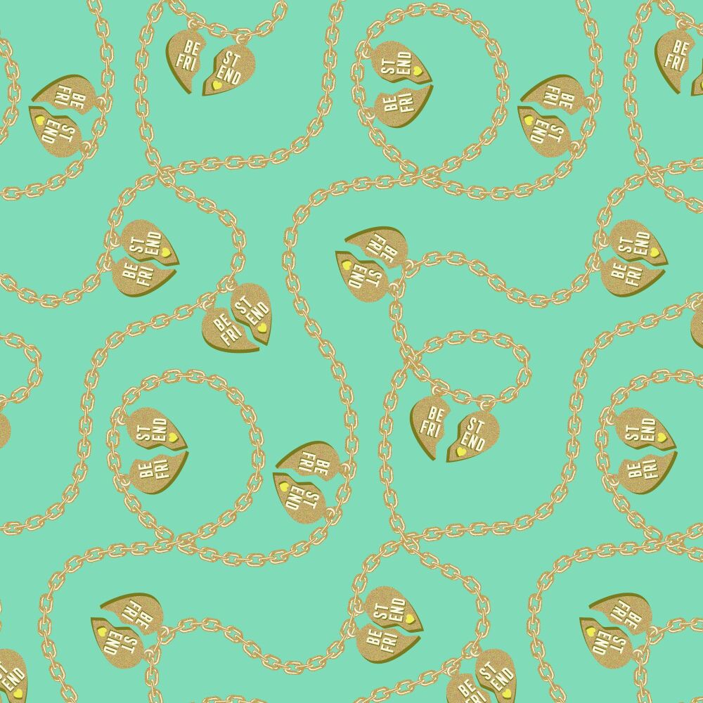 PER METRE - Tula Pink Besties Lil Charmer Meadow with Metallic Cotton Fabric