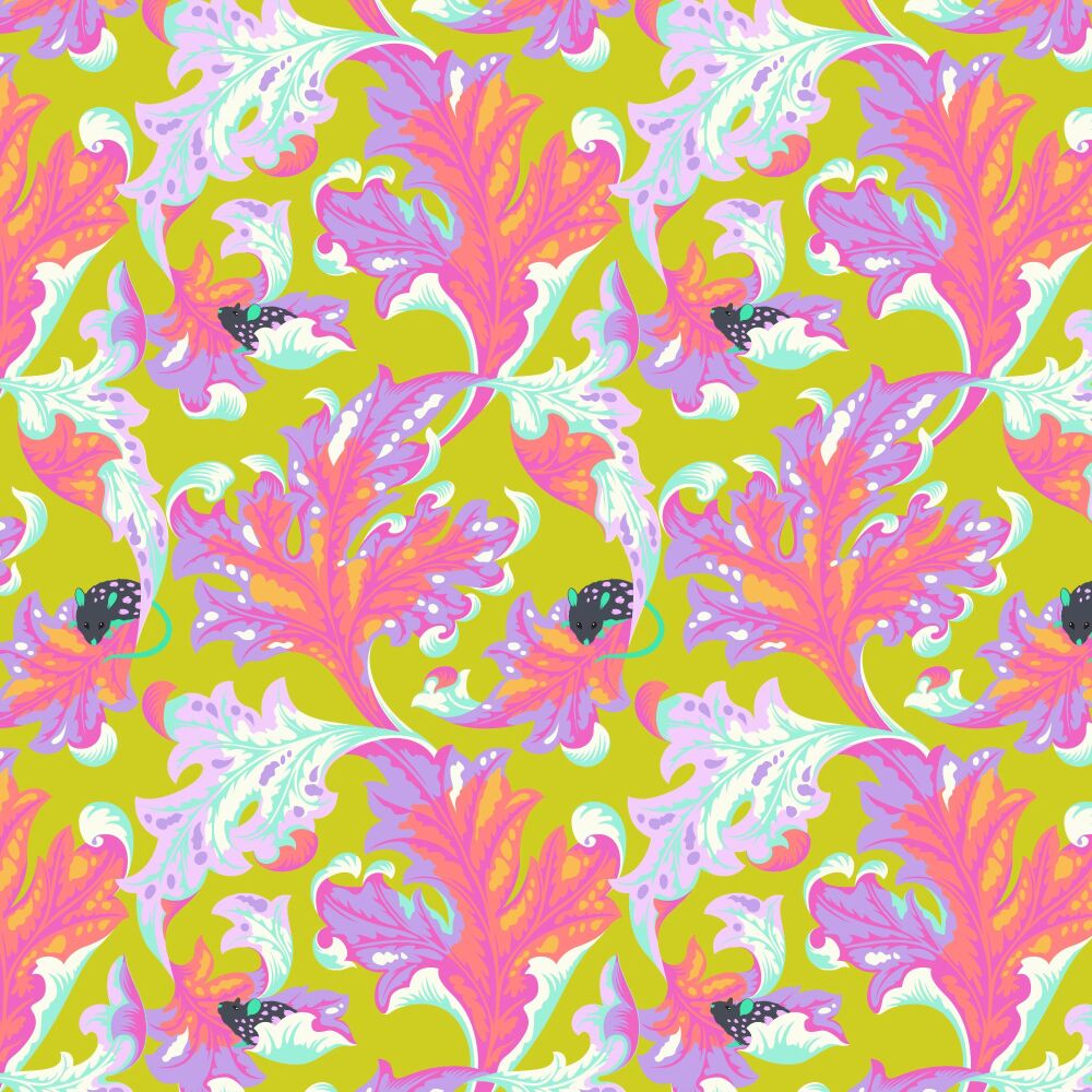PER METRE - Tula Pink Tabby Road Deja Vu Eek Electroberry Cotton Fabric