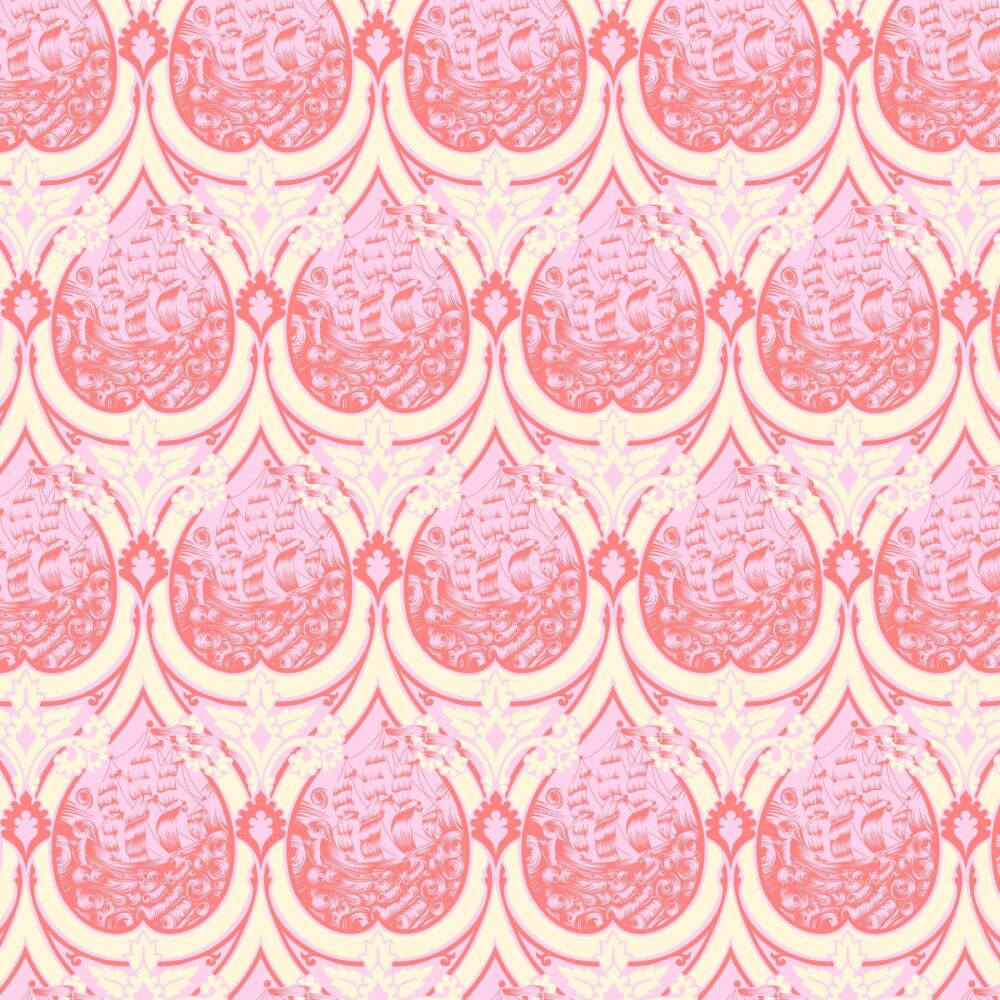 PER METRE - Tula Pink Parisville Deja Vu Sea of Tears Melon Cotton Fabric