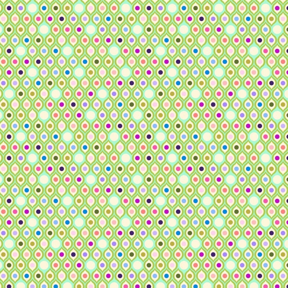 PER METRE - Tula Pink Parisville Deja Vu Eye Drops Mint Cotton Fabric
