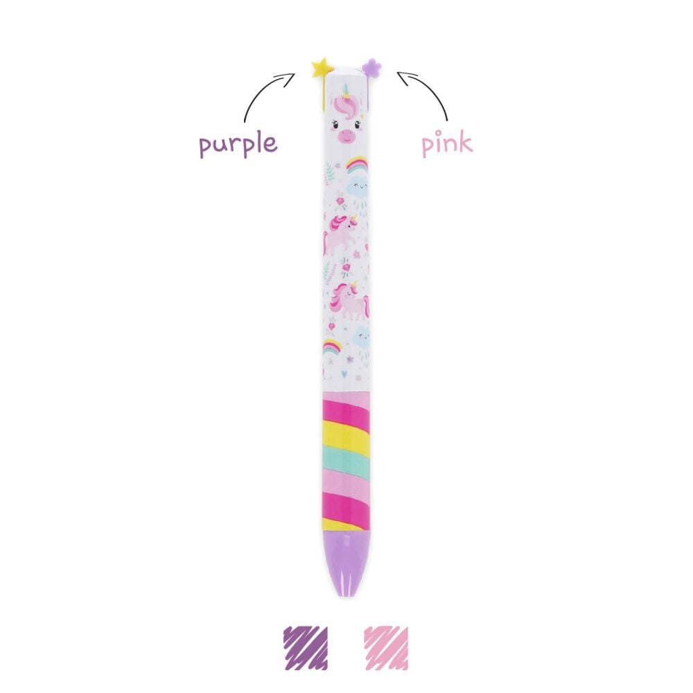 Legami Two-Colour Ballpoint Pen - Unicorn Click&Clack